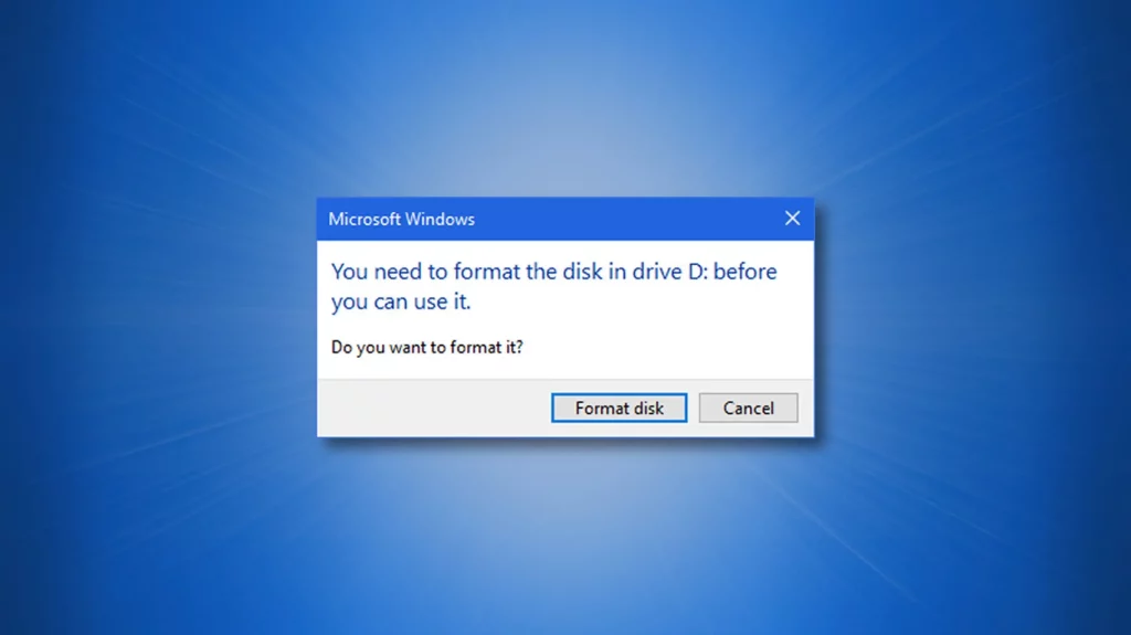 ارور You need to format the disk