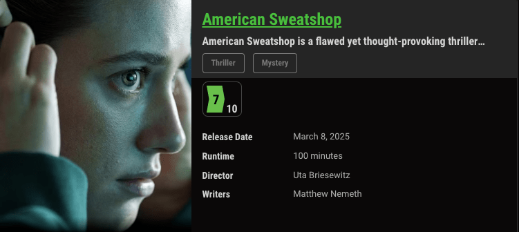 نقد و بررسی فیلم American Sweatshop (2025)