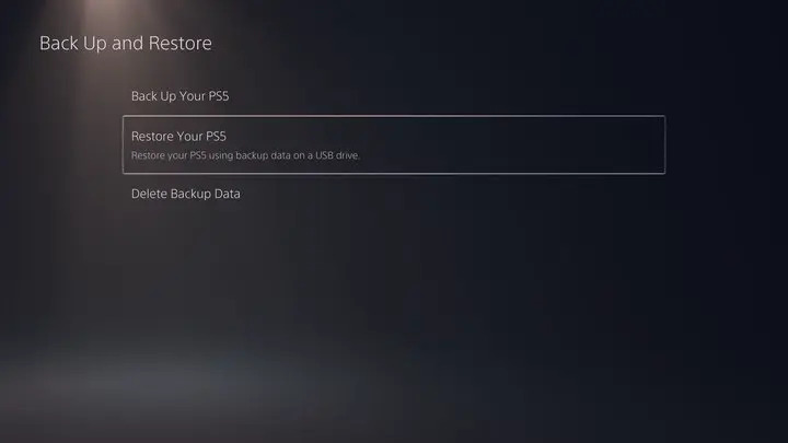 file transfers via Back Up & Restore