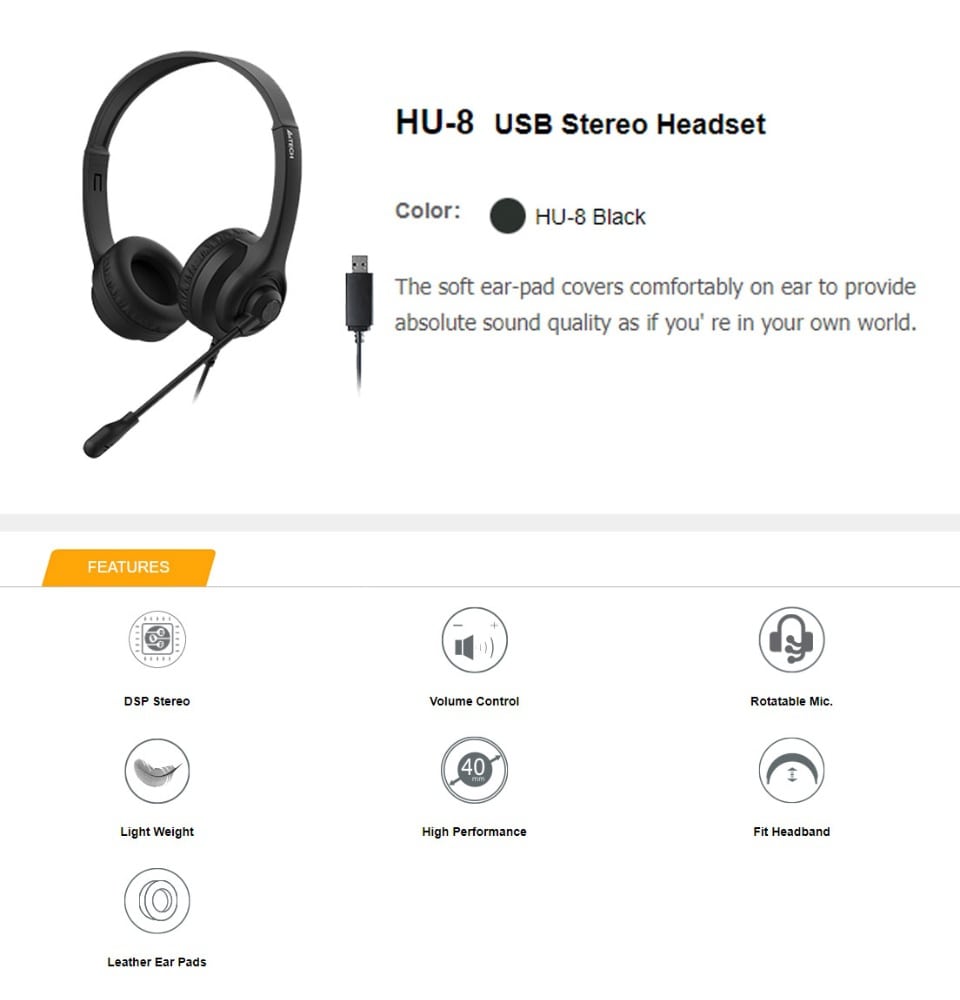 خرید هدست ارزان هدست سیمی A4TECH مدل HU-8