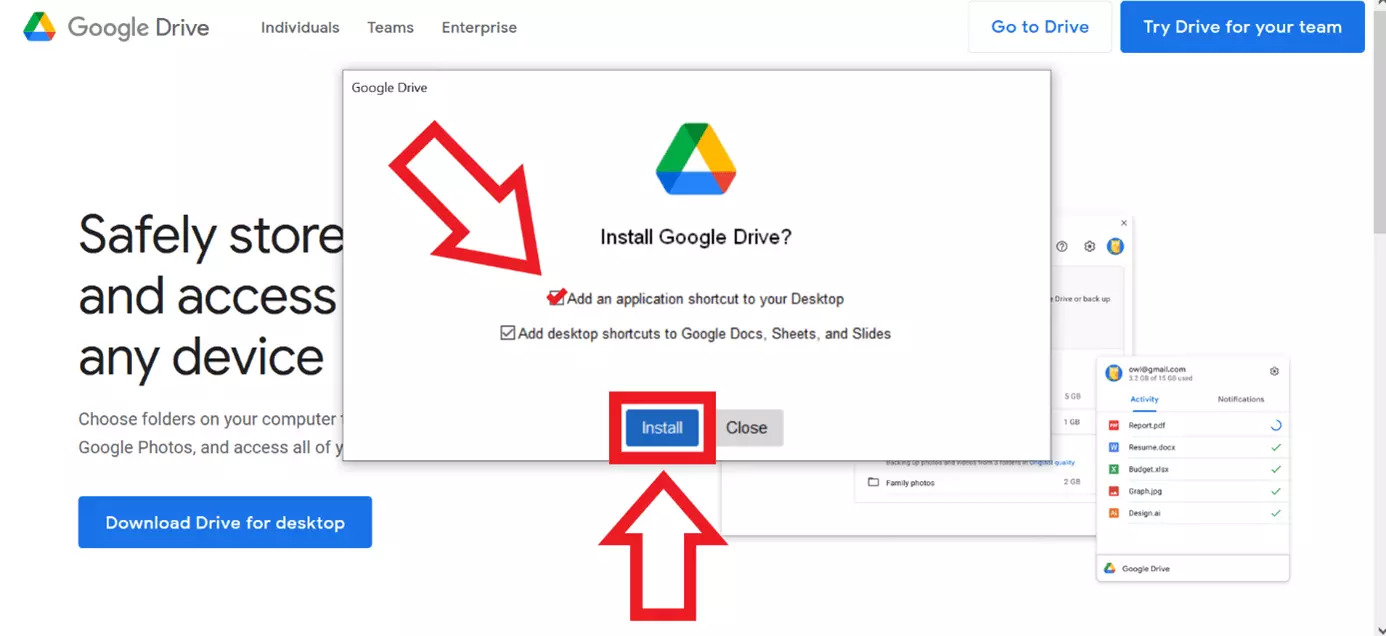 نصب گوگل درایو بر روی سیستم