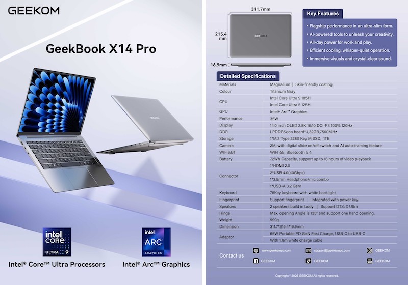 لپ‌ تاپ Geekom GeekBook X14 Pro