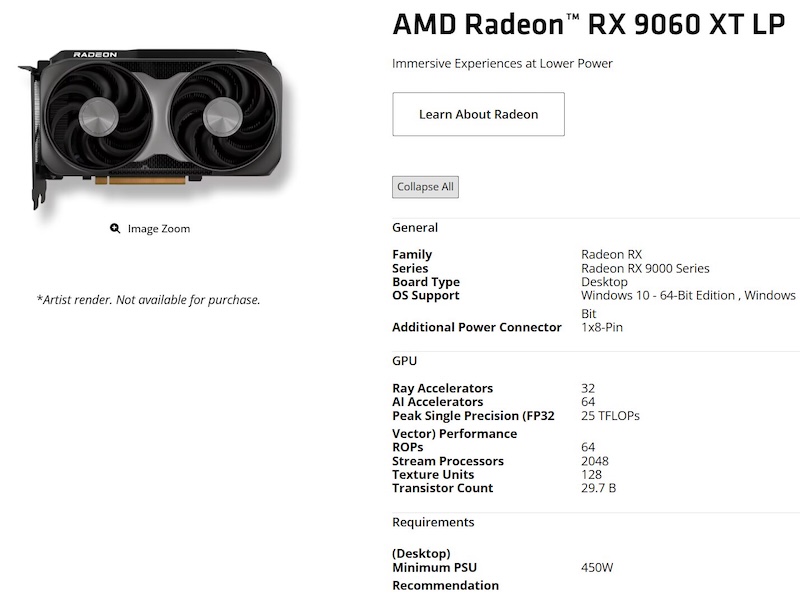 کارت گرافیک RX 9060 XT Low Power