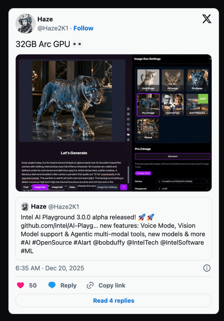 کارت گرافیک ۳۲ گیگابایتی اینتل