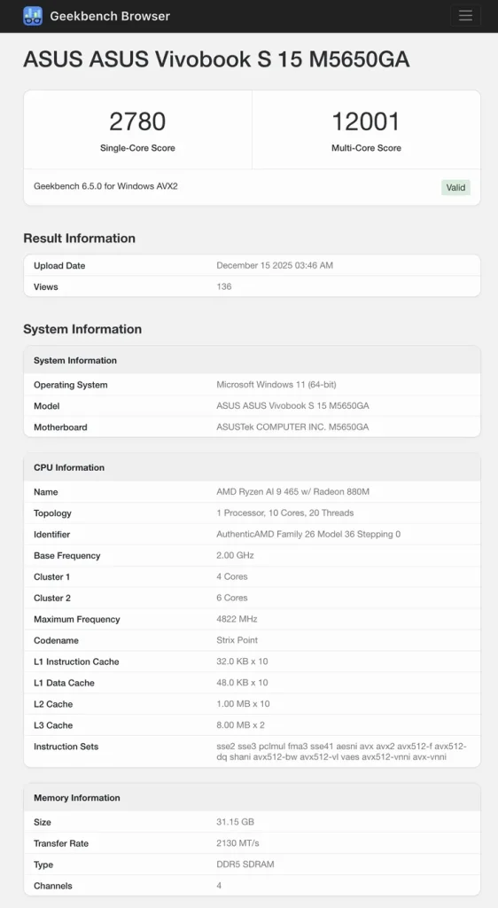 لپ تاپ جدید Asus Vivobook S15