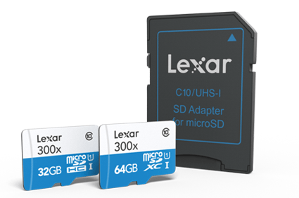 مموری کارت (Lexar High-Performance 300x microSDHC/microSDXC UHS-I)، آداپتور